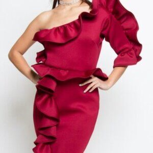 GLAMOUR GIRL Burgundy Dress